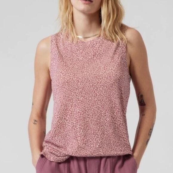 Athleta Breezy Tank Top In Pink Micro Cheetah Print - Picture 1 of 8